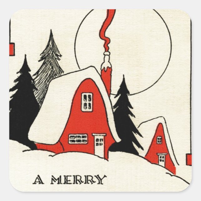 Weihnachtsschneekabine Quadratischer Aufkleber (Vorderseite)
