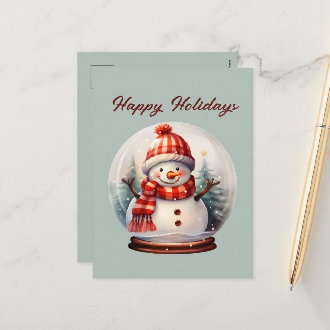 Weihnachtsschneekugel hinzufügen feiertagspostkarte (Vorderseite/Rückseite Beispiel)