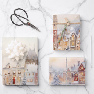 Weihnachtsschneelandschaft Geschenkpapier Set