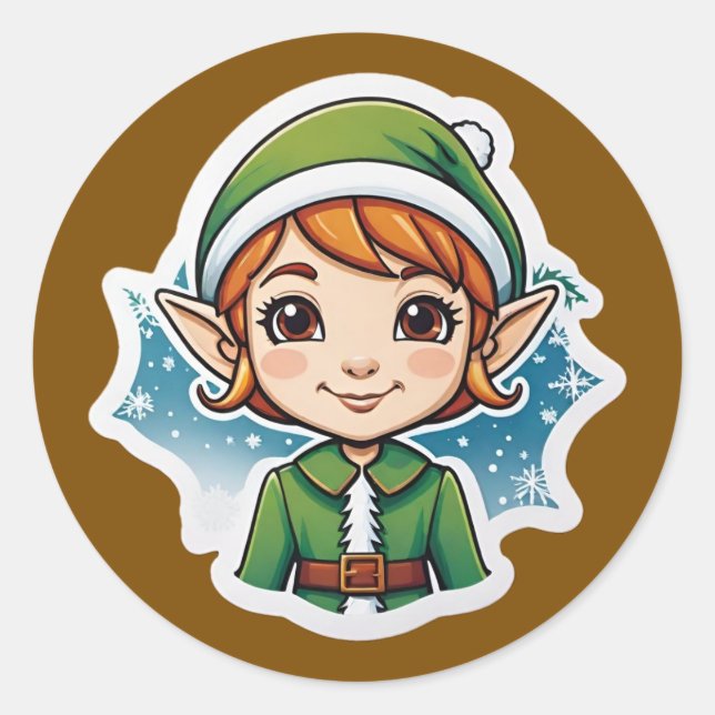 Weihnachtsschneelf Runder Aufkleber (Vorderseite)