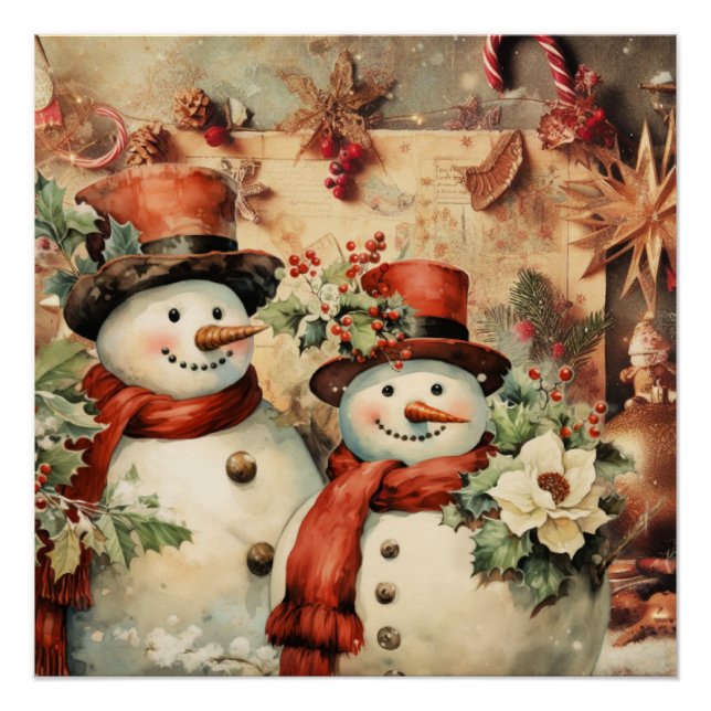 Weihnachtsschneemanie Poster (Vorderseite)