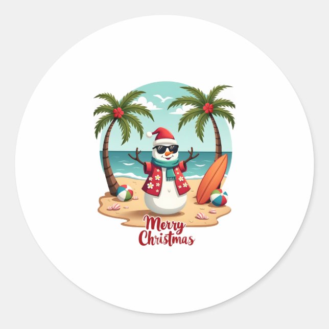 Weihnachtsschneemann (1) runder aufkleber (Vorderseite)