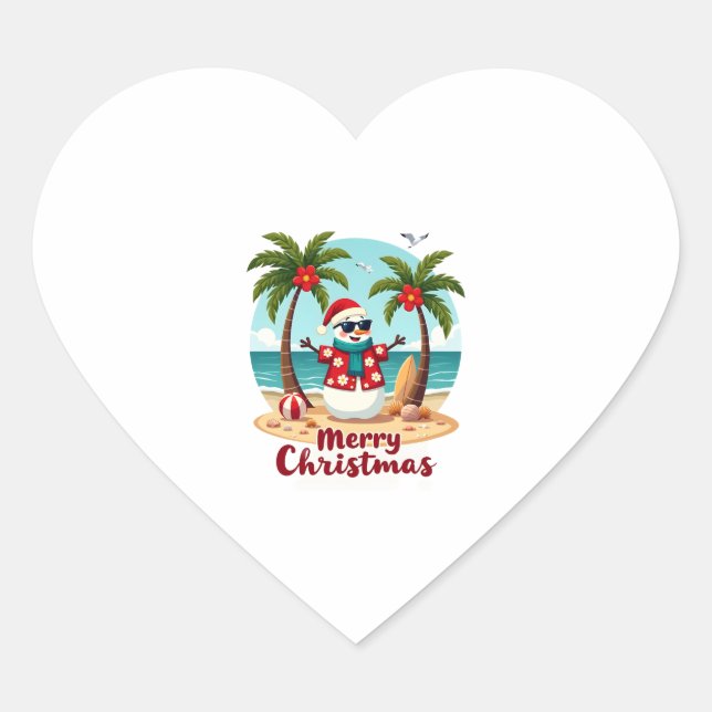 Weihnachtsschneemann (3) Herz-Aufkleber (Vorderseite)