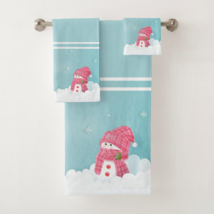 Weihnachtsschneemann Badhandtuch Set