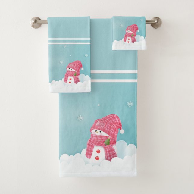 Weihnachtsschneemann Badhandtuch Set (Insitu)