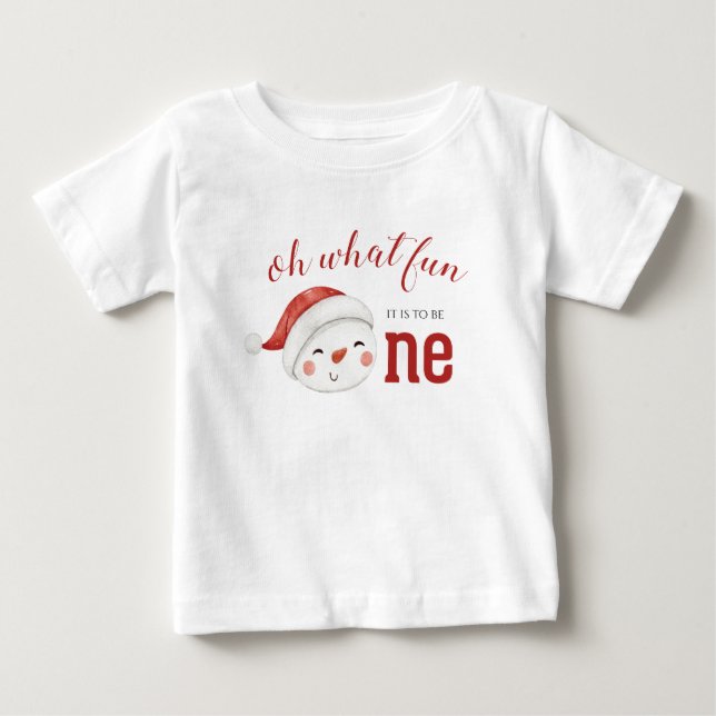 Weihnachtsschneemann Erster Geburtstag Baby T-shirt (Vorderseite)