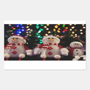 Weihnachtsschneemann Familienschmuck Foto Rechteckiger Aufkleber