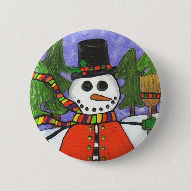 WeihnachtsSchneemann - Feiertags-Magieknopf Button (Vorderseite)