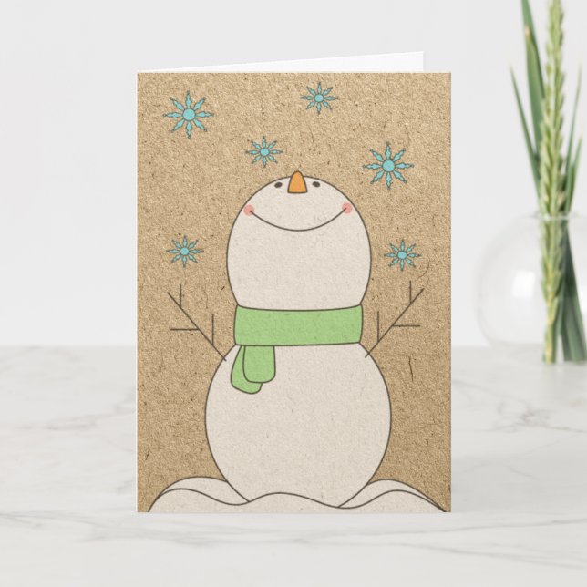 WeihnachtsSchneemann Feiertagskarte (Vorderseite)