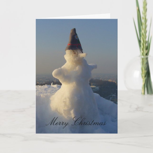 Weihnachtsschneemann Feiertagskarte (Vorderseite)