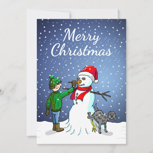 Weihnachtsschneemann Feiertagskarte (Vorderseite)
