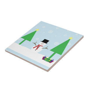 Weihnachtsschneemann Fliese