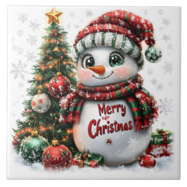 Weihnachtsschneemann Fliese