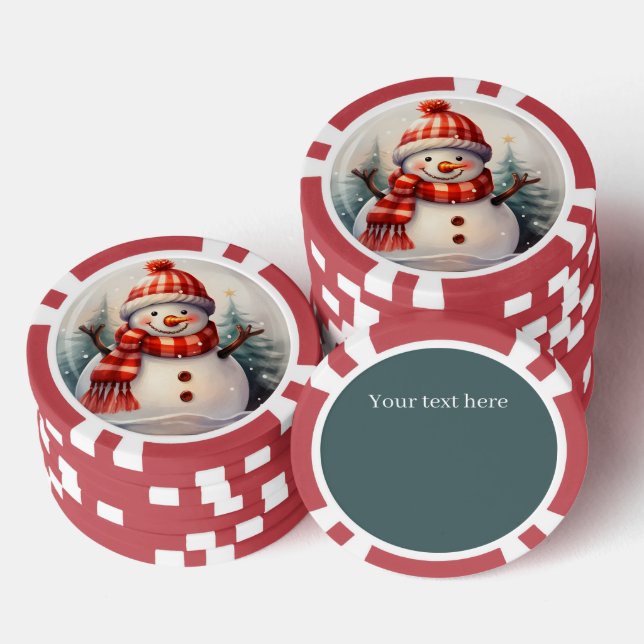 Weihnachtsschneemann fügen Text hinzu Pokerchips (Stapel)