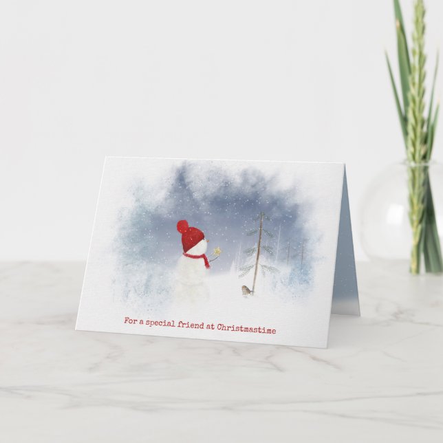 Weihnachtsschneemann für Freund Feiertagskarte (Vorderseite)