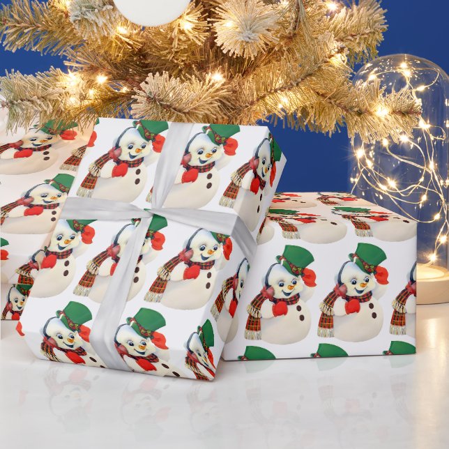 Weihnachtsschneemann gefliestes Party Geschenkpapier (Feiertage)