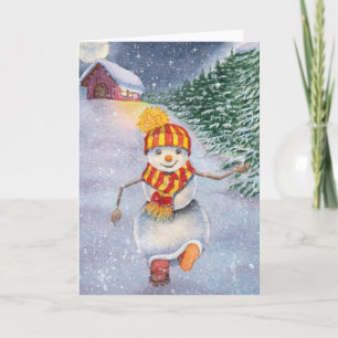 Weihnachtsschneemann gehend karte