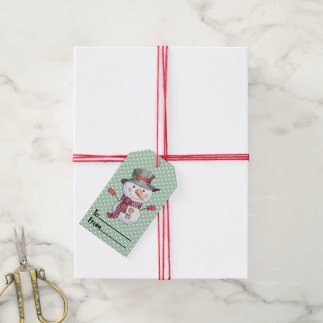 Weihnachtsschneemann Geschenkanhänger (Mit Garn)