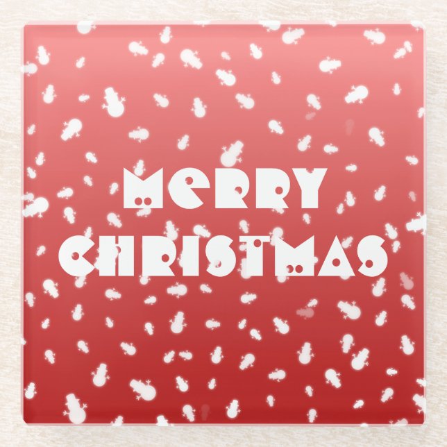 Weihnachtsschneemann Glasuntersetzer (Vorderseite)