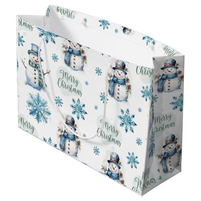 Weihnachtsschneemann Große Geschenktüte (Rückseite Schrägansicht)