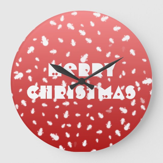 Weihnachtsschneemann Große Wanduhr (Vorderseite)