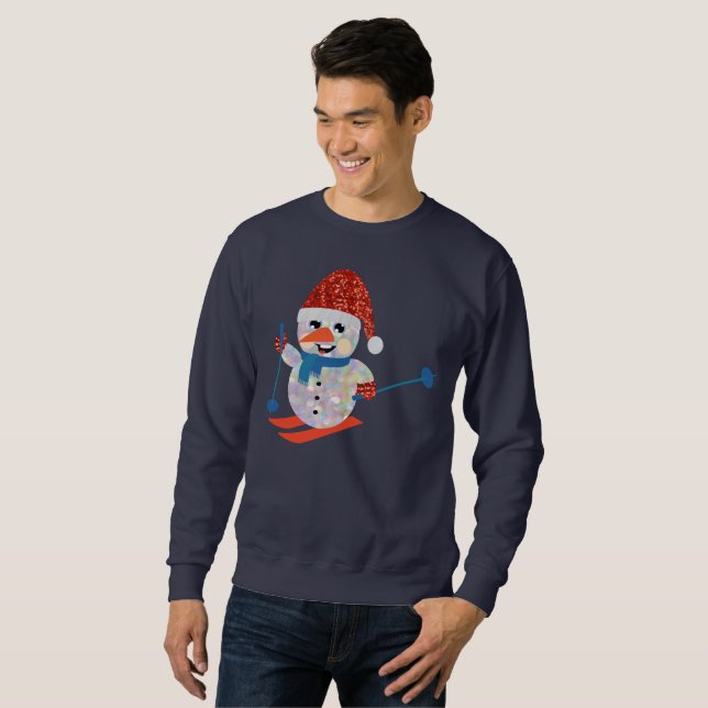 Weihnachtsschneemann Herrenpult Sweatshirt (Vorne ganz)