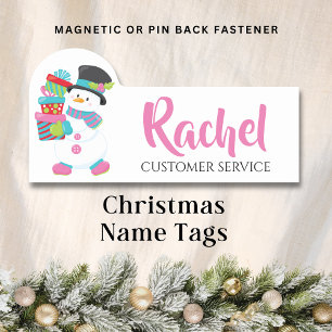 Weihnachtsschneemann Holding gibt Personalisierten Namensschild