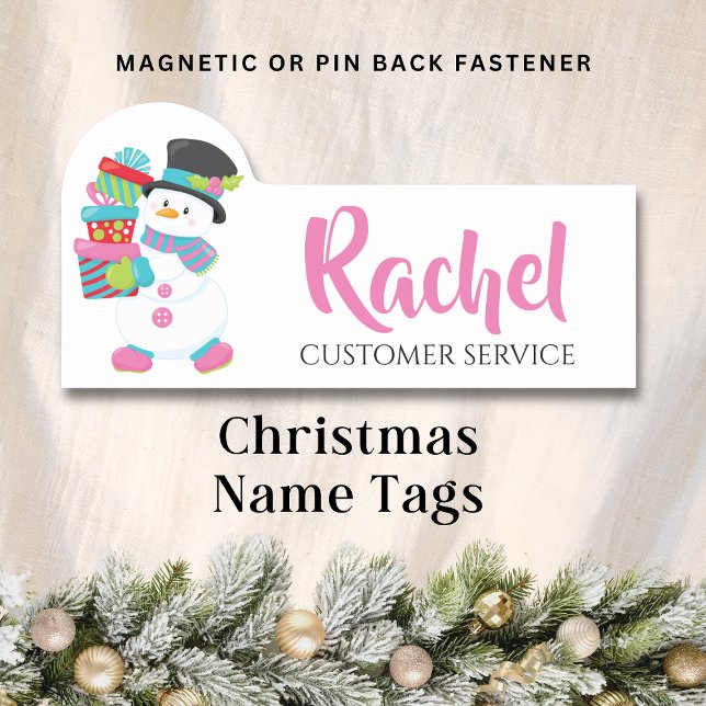 Weihnachtsschneemann Holding gibt Personalisierten Namensschild (Von Creator hochgeladen)
