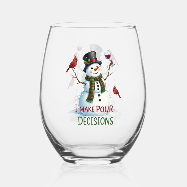Weihnachtsschneemann Holiday Stemless Weinglas Ohne Stiel (Vorderseite)