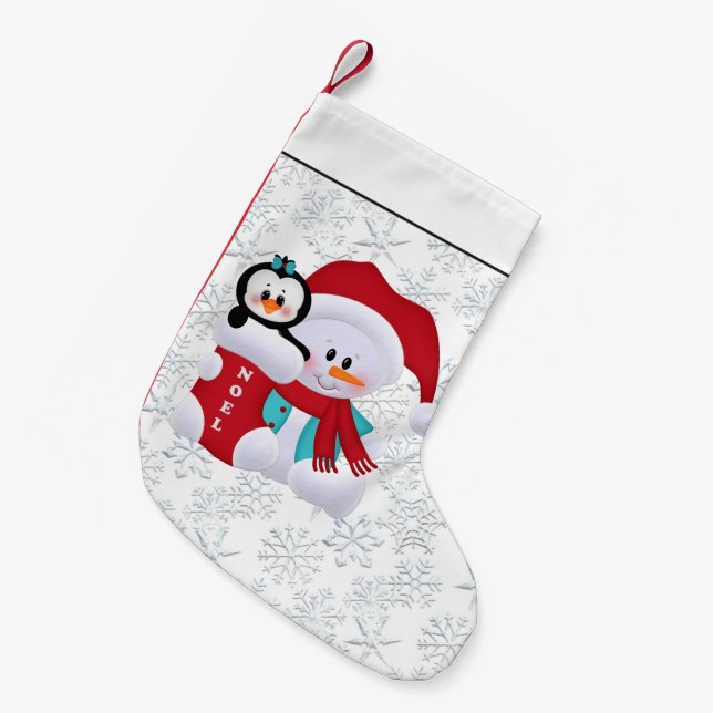 Weihnachtsschneemann Holiday Strumpf Weißer Schnee Kleiner Weihnachtsstrumpf (Vorderansicht (hängend))