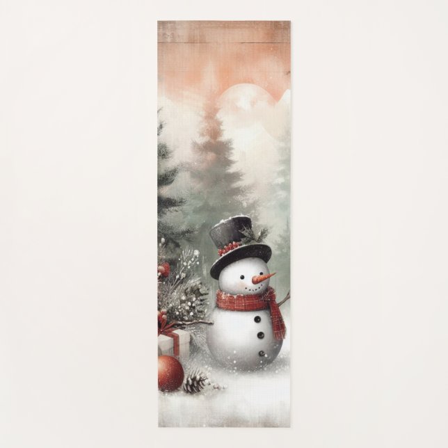 Weihnachtsschneemann im klassischen Wald Yogamatte (Vorderseite)