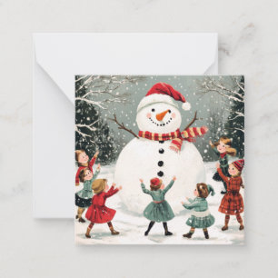 Weihnachtsschneemann in der Winter-Wunderland-Szen Mitteilungskarte