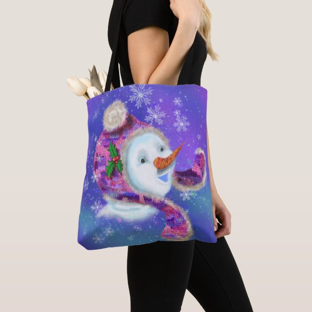 Weihnachtsschneemann in Hat Tote Tasche (Von Nahem)