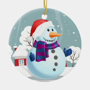 Weihnachtsschneemann Keramik Ornament
