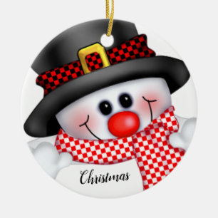 Weihnachtsschneemann Keramik Ornament