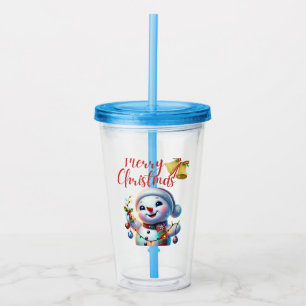 Weihnachtsschneemann mit Bells Festivals Acryltrinkbecher