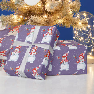 Weihnachtsschneemann mit Bird Geschenkpapier