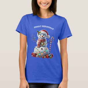 Weihnachtsschneemann mit Dekorationen URM T-Shirt