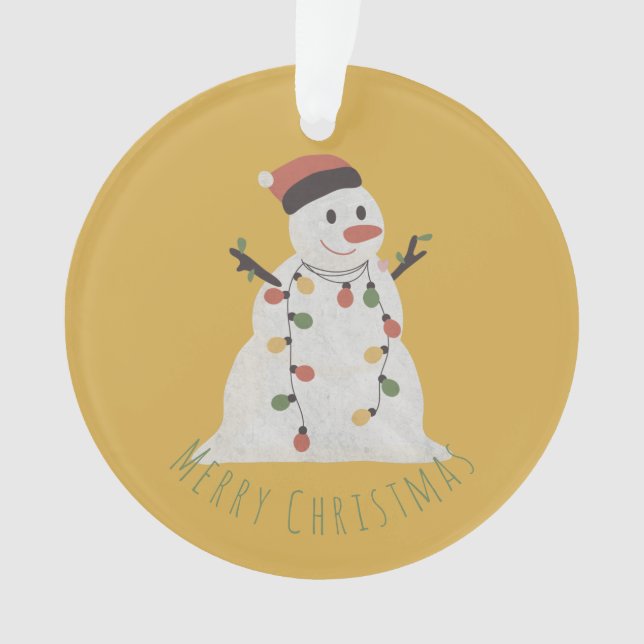 Weihnachtsschneemann mit Fairy Lights Ornament (Vorderseite)