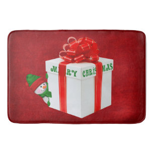 Weihnachtsschneemann mit Geschenk Badematte