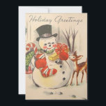 Weihnachtsschneemann mit Geschenken für Hirsche Feiertagskarte<br><div class="desc">Weihnachtsschneemann mit Geschenken für die Rehferienkarte.</div>
