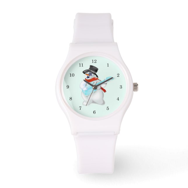 Weihnachtsschneemann mit Gitarre Armbanduhr (Vorderseite)