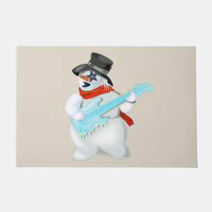 Weihnachtsschneemann mit Gitarre Fußmatte