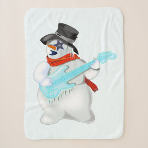 Weihnachtsschneemann mit Gitarre Sherpa Blanket Sherpadecke