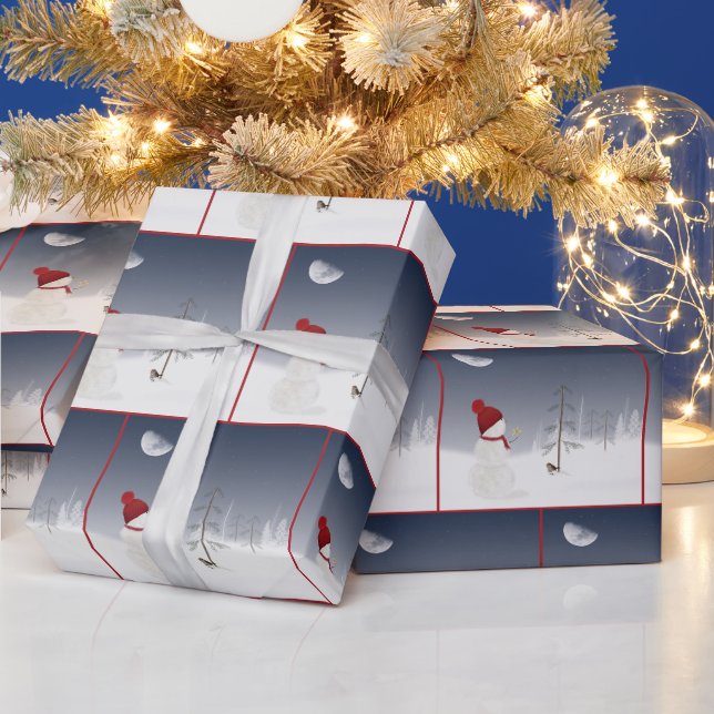 Weihnachtsschneemann mit Gold Star Geschenkpapier (Feiertage)