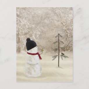 Weihnachtsschneemann mit Gold Star Postkarte