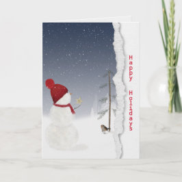 Weihnachtsschneemann mit Goldsternkarte Karte