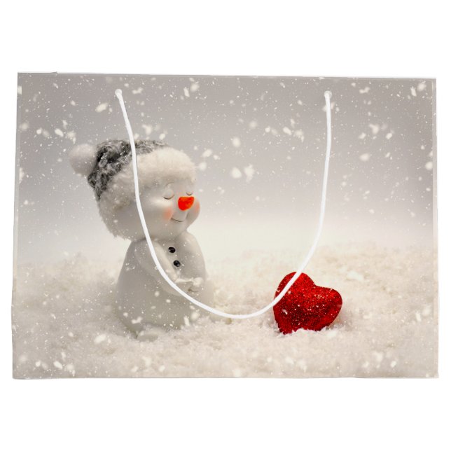 Weihnachtsschneemann mit Heartwarming-Liebe Große Geschenktüte (Rückseite)
