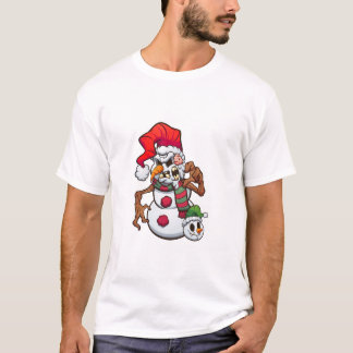 Weihnachtsschneemann mit kleinem Monsterkopf T-Shirt