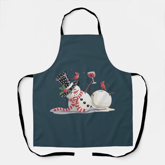 Weihnachtsschneemann mit Weihnachtsgeschenk Weihna Schürze (Vorderseite)